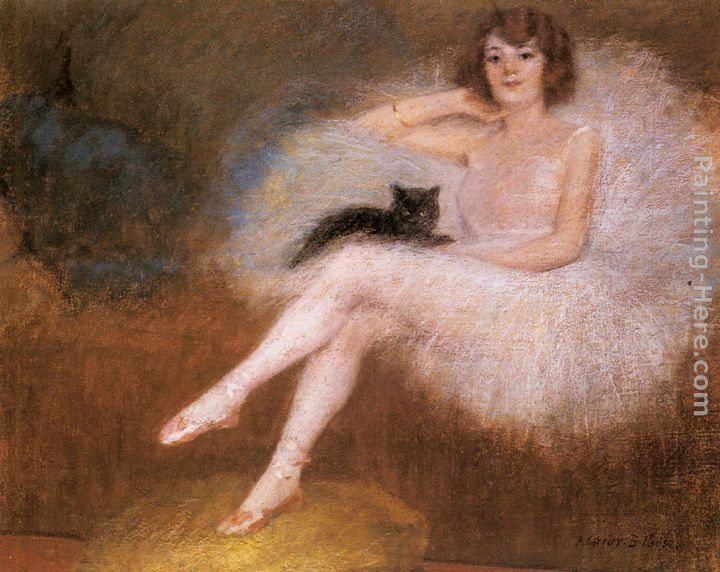 Ballerina with a black Cat painting - Pierre Carrier-Belleuse Ballerina with a black Cat art painting